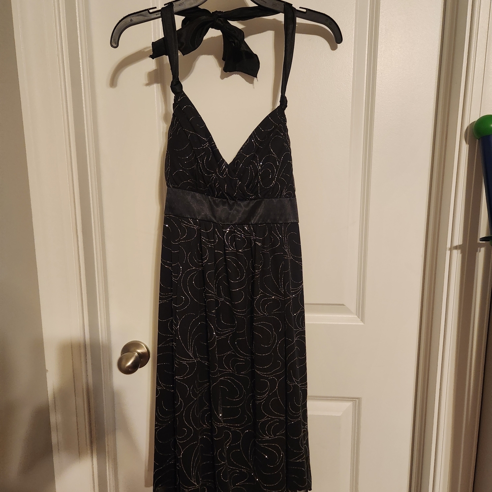 Womens Elegant Black Halter Dress